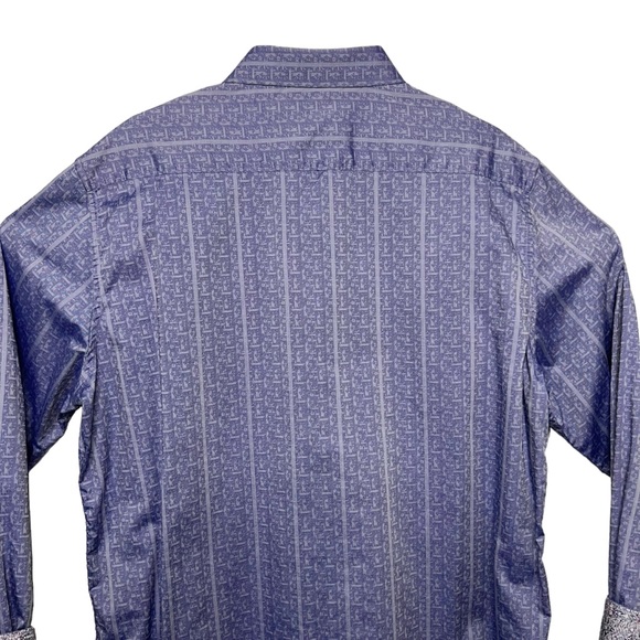 Robert Graham Blue Boho Abstract Dressy Button Down Shirt Extra Large - Picture 6 of 12